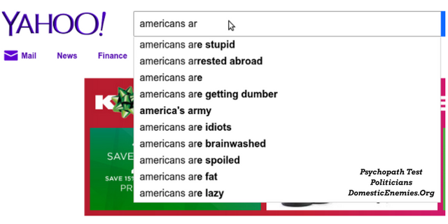 Americans are stupid - real Yahoo result suggestions